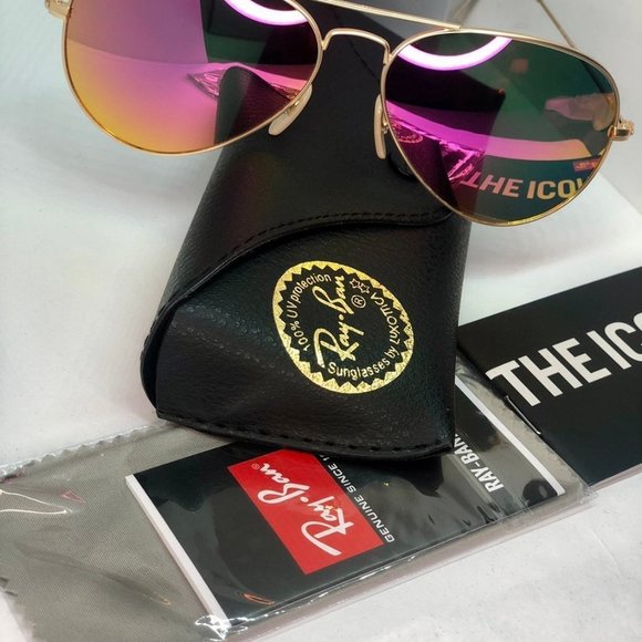 Ray-Ban 3025 gold frame Pink flash lens - Picture 3 of 8